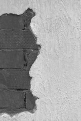 Old white wall stucco black dark brick detail object vintage texture background design architecture