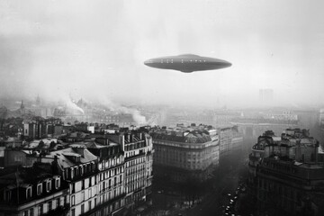 unidentified flying object in the sky - obrazy, fototapety, plakaty