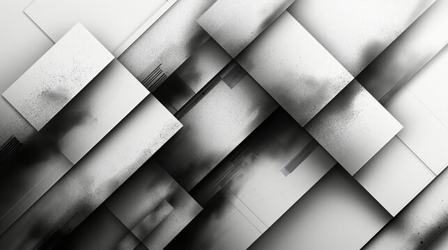 Abstract image. White and black abstract background for design. Geometric shapes. Triangles, squares, stripes, lines. Color gradient. Modern, futuristic. Light dark shades. Web banner. Modern
