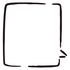 シンプルでおしゃれな四角い手描きの吹き出し（白黒・単体）