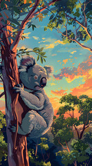 Peaceful Repose: A Fascinating Capture of a Koala in its Natural Australian Eucalyptus Habitat