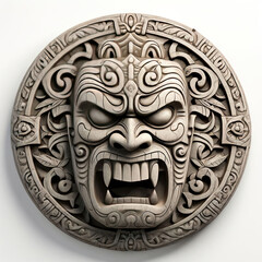 3d illustration of a metal mask with the face of a monster