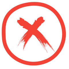 Red cross checkmark sign