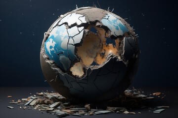 Broken earth globe pieced back together - 771881172