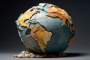 Broken earth globe pieced back together - 771881193