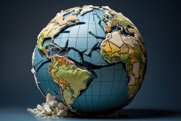 Broken earth globe pieced back together