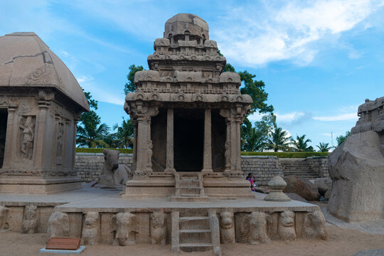 Picture of Arjuna rath at UNESCO world heritage site of Mahabalipuram. Ajanta, Ellora, Hampi ancient stone sculpture carvings sacred pilgrimage archeology tourist, sanatan, caves, sculpture, rocks
