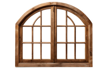 Timeless beauty: isolated wooden window frame. Isolated On Transparent Background OR PNG OR White Background.