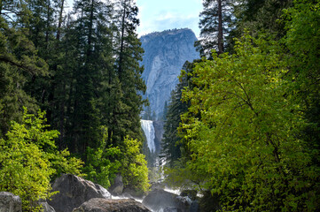 Vernal Fall, Mist Trail. Yosemite National Park during summer 2023