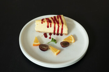 Japanese cheesecake in the plate.