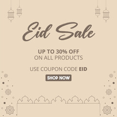 Eid Sale Offer, Up to 30% off. Vector Brown EPS Vector Editable File