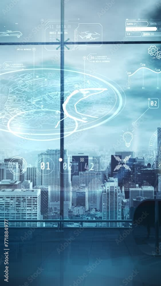 Wall mural infographics about geolocation and drone systems. 3d render