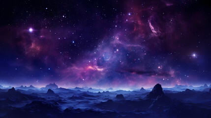 Purple blue nebula background - obrazy, fototapety, plakaty