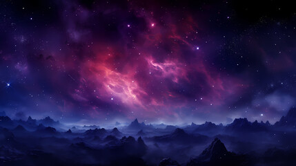 Purple blue nebula background - obrazy, fototapety, plakaty
