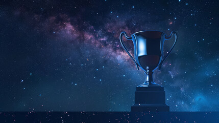 A sleek, modern trophy against a dark, starry sky, symbolizing astronomical achievements,