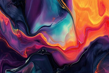 Fluid shapes in abstract artwork with bold color contrasts, Abstract artwork featuring fluid shapes and bold color contrasts. - obrazy, fototapety, plakaty