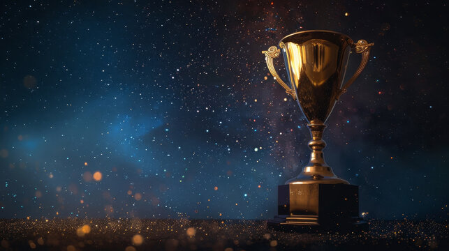 A sleek, modern trophy against a dark, starry sky, symbolizing astronomical achievements,