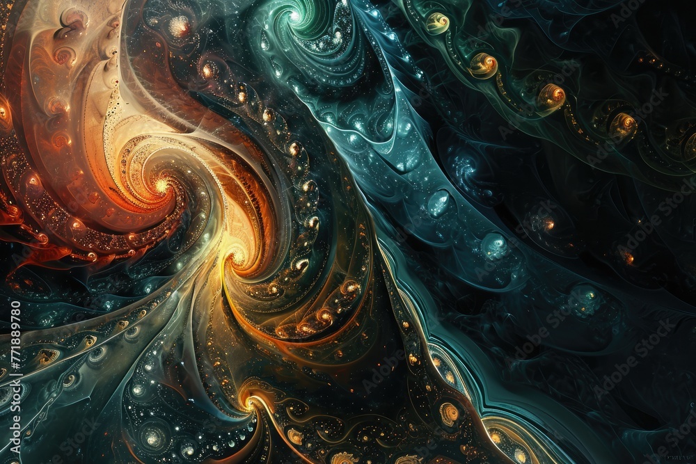 Leinwandbilder intricate fractal patterns in abstract digital art, abstract digital art showcasing intricate fracta