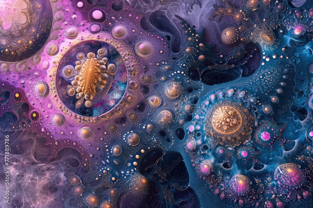 Leinwandbilder intricate fractal patterns in abstract digital art, abstract digital art showcasing intricate fracta
