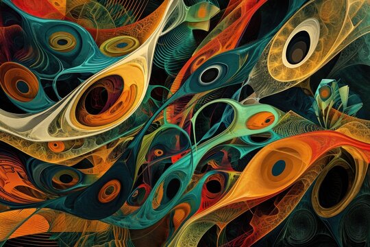 A mix of organic shapes in abstract digital art, Abstract digital art featuring a blend of organic shapes.
