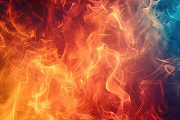 Abstract fire background with swirling flames and mesmerizing burning color, A captivating abstract background featuring swirling flames and mesmerizing fiery colors. - obrazy, fototapety, plakaty