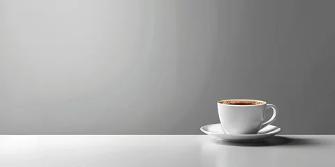 Foto op Plexiglas Cup of hot coffee minimalist space for text © Ricardo Costa