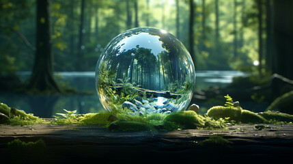 crystal ball in the forest  high definition(hd) photographic creative image