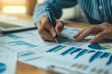 Financial analyst analyzing data and making informed recommendations, A financial analyst using data analysis to make informed recommendations.