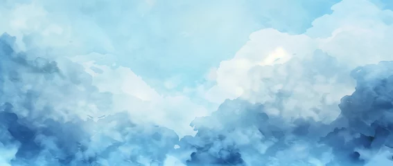 Foto op Plexiglas Watercolor cloud landscape, peaceful blue sky wash, serene background © Vasilina FC