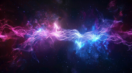 Cosmic sound waves with abstract energy light show, dark backdrop,