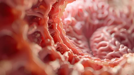 Fotobehang Detailed illustration of the small intestine's inner lining, with a focus on villi © Anuwat