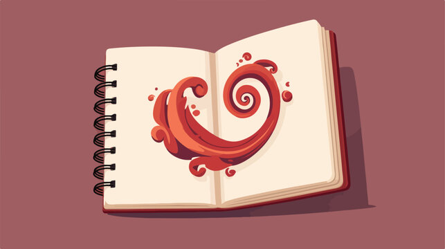 Notebook spiral study writing element flat cartoon