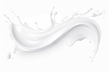 Milk or Cream Making a Smooth Wavy Splash on White Background