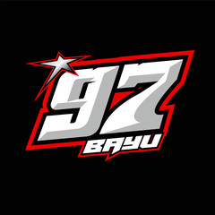 97 race number vector design template