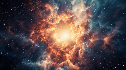 Nebulous glow imbues the abstract star background, creating a celestial halo of beauty. - obrazy, fototapety, plakaty