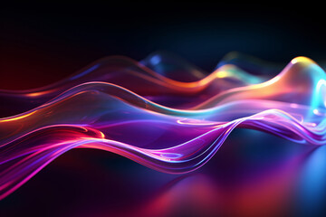 Three-dimensional glowing color fluid background, abstract future technology graphic poster PPT background