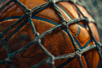 Close-up of a basketball swishes through the hoop, symbolizing the moment of victory