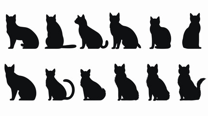 Set of Cats Silhouette Vector Isolated - Animal Sil