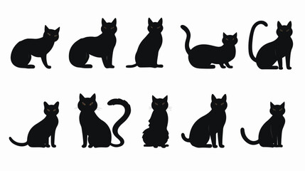 Set of Cats Silhouette Vector Isolated - Animal Sil - obrazy, fototapety, plakaty