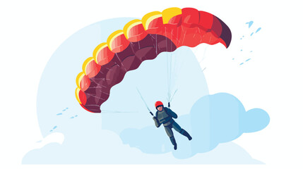 Skydiver flying with a parachute parachuting sport
