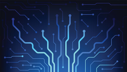 blue circuit board background. futuristic digital technology design decoration - obrazy, fototapety, plakaty