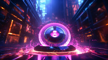 Abstract music party background, cyberpunk futuristic metaverse abstract background