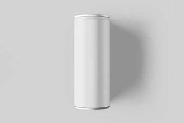 minimal long slim aluminum metallic tin energy cola soda drink can beverage brand product packaging realistic mockup design template 3d render illustration isolated in perspective top view 