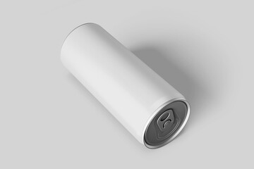 minimal long slim aluminum metallic tin energy cola soda drink can beverage brand product packaging realistic mockup design template 3d render illustration isolated in perspective top view 