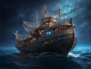 Deurstickers ship in the sea © Jonathan