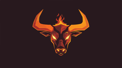 Spooky bull head modern logo flat cartoon vactor il - obrazy, fototapety, plakaty
