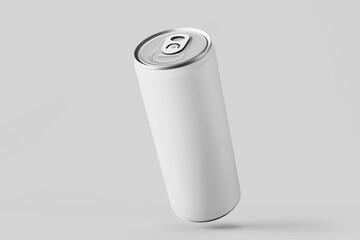trendy minimal blank floating long slim aluminum metal tin energy cola soda drink can beverage product brand packaging realistic mockup design template 3d render illustration isolated 
