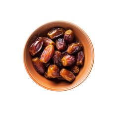 Fototapeta premium Bowl of dates on transparent background, a delicious and healthy natural food option