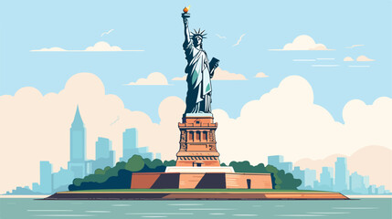 Statue of Liberty as Famous City Landmark and Trave