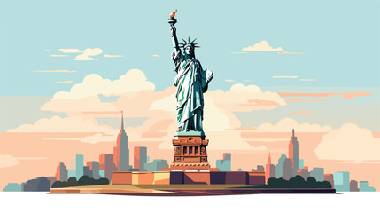 Statue of Liberty as Famous City Landmark and Trave